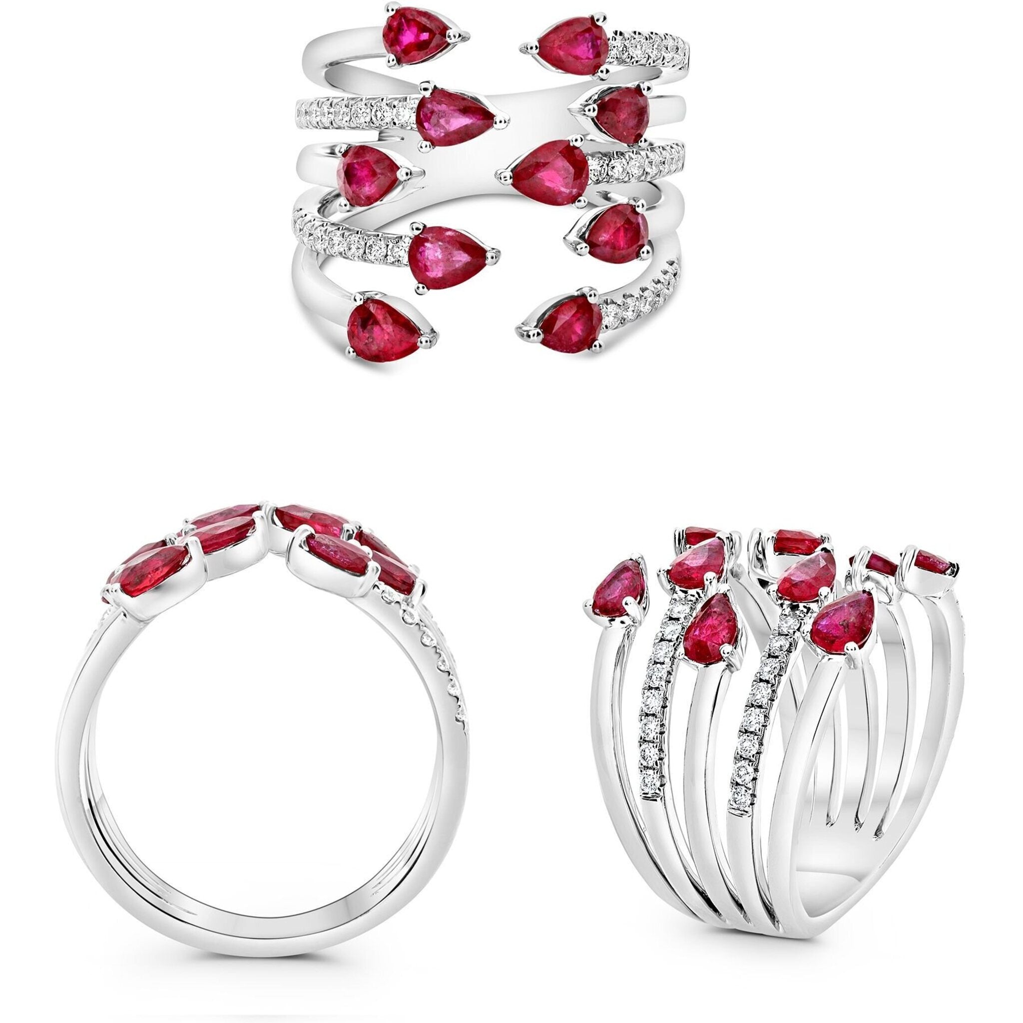 Roman & Jules 18K White Gold Orange Sapphire & Diamond Celestial Beauty Ring - 2.32 Carat Total Gem Weight