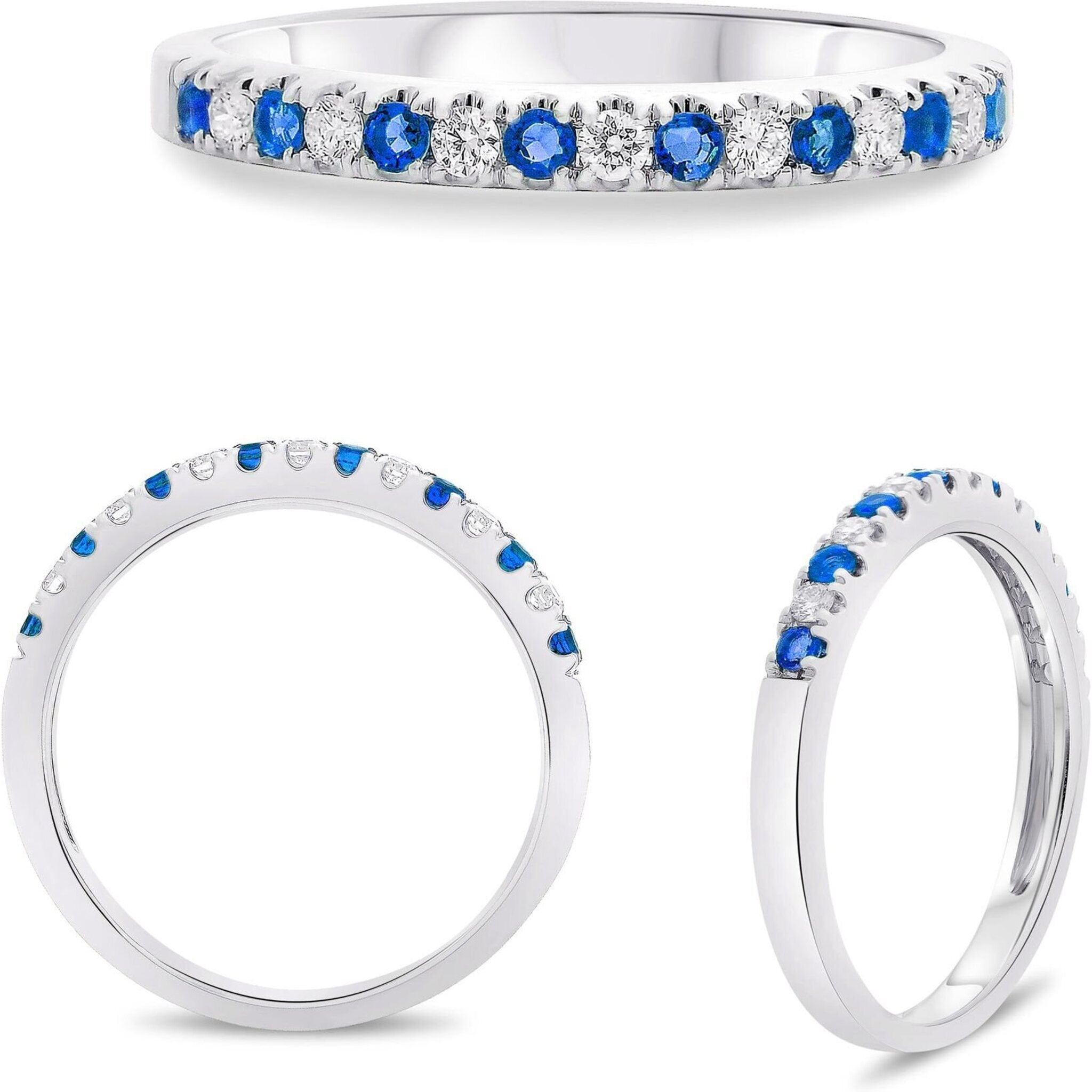 Roman & Jules 18K White Gold Pave Sapphire & Diamond Band