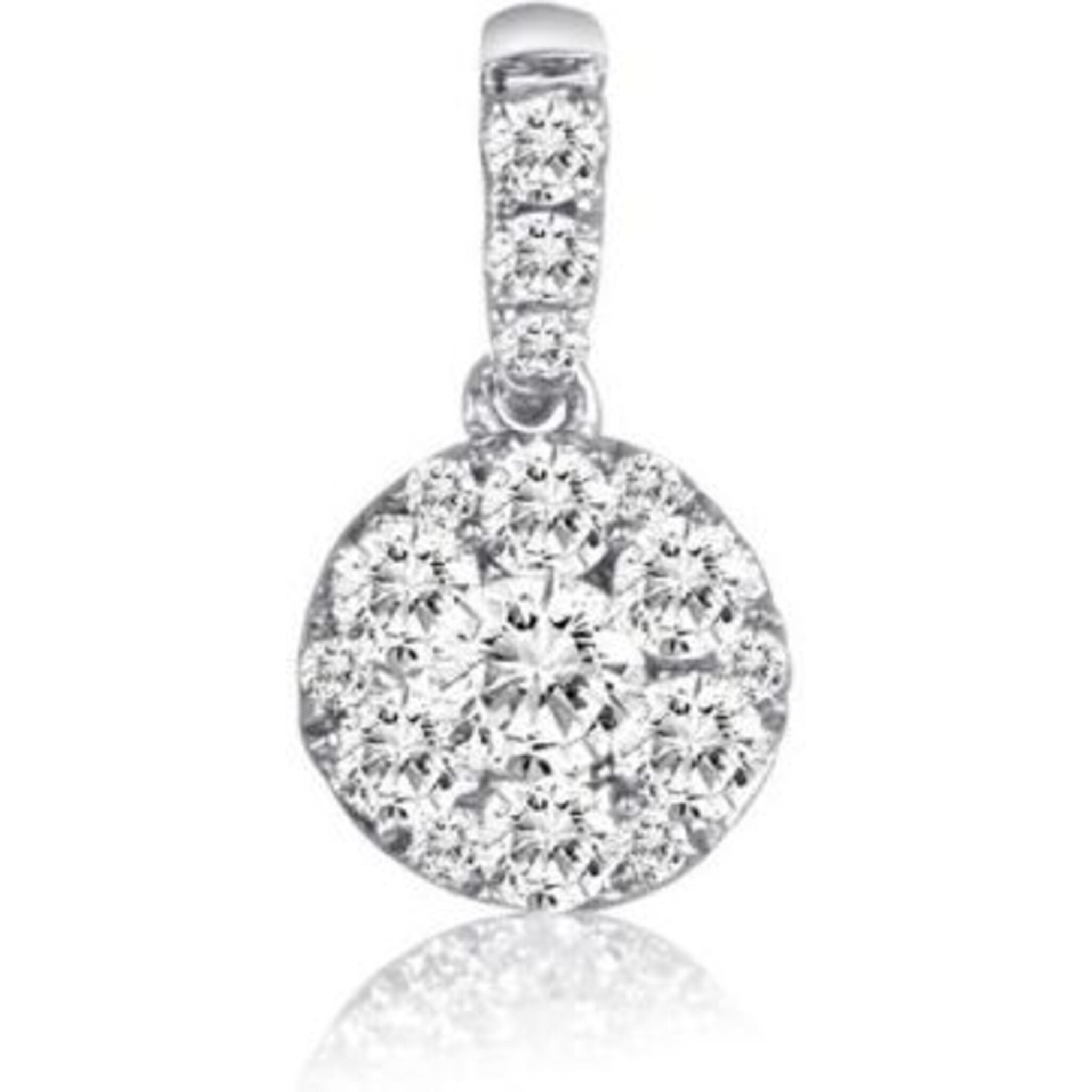Roman & Jules 18K White Gold Round Diamond Cluster Pendant for Modern Women.