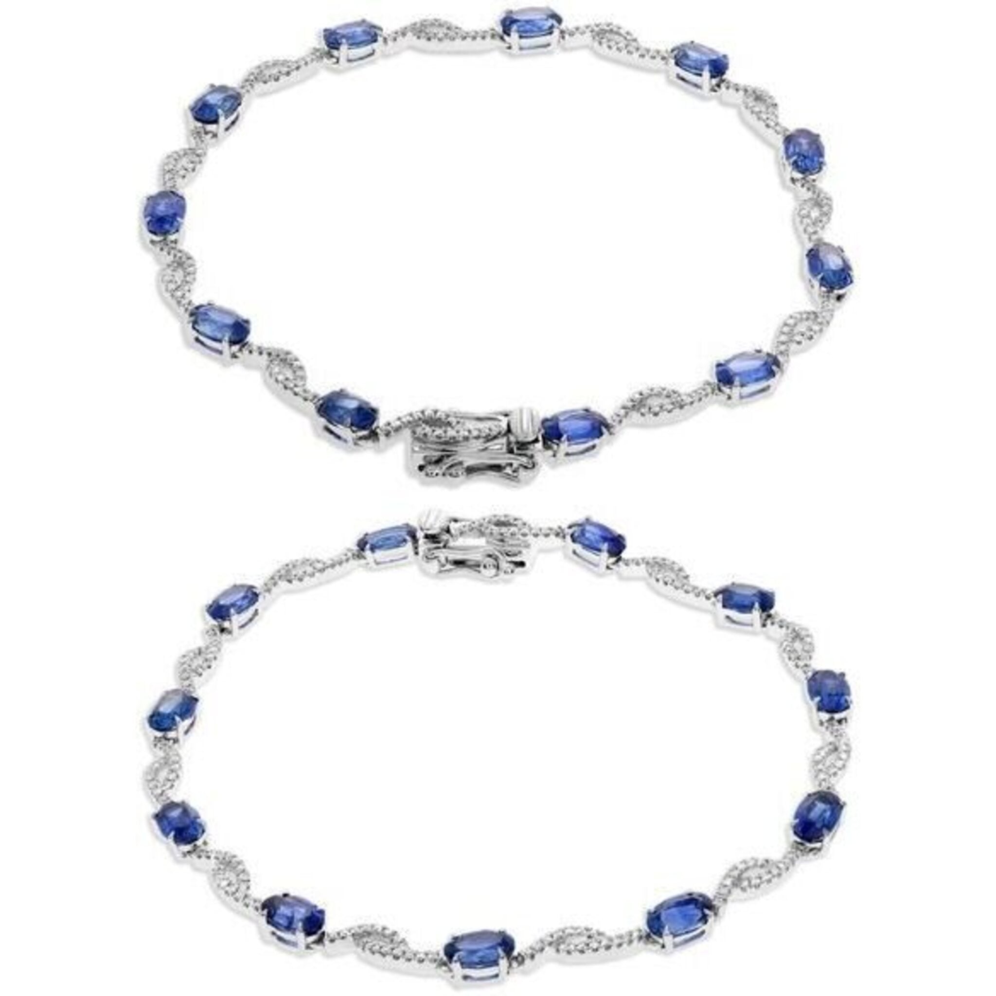 Roman & Jules 18K White Gold Sapphire and Diamond Bracelet - 4+ Carat s Total Weight
