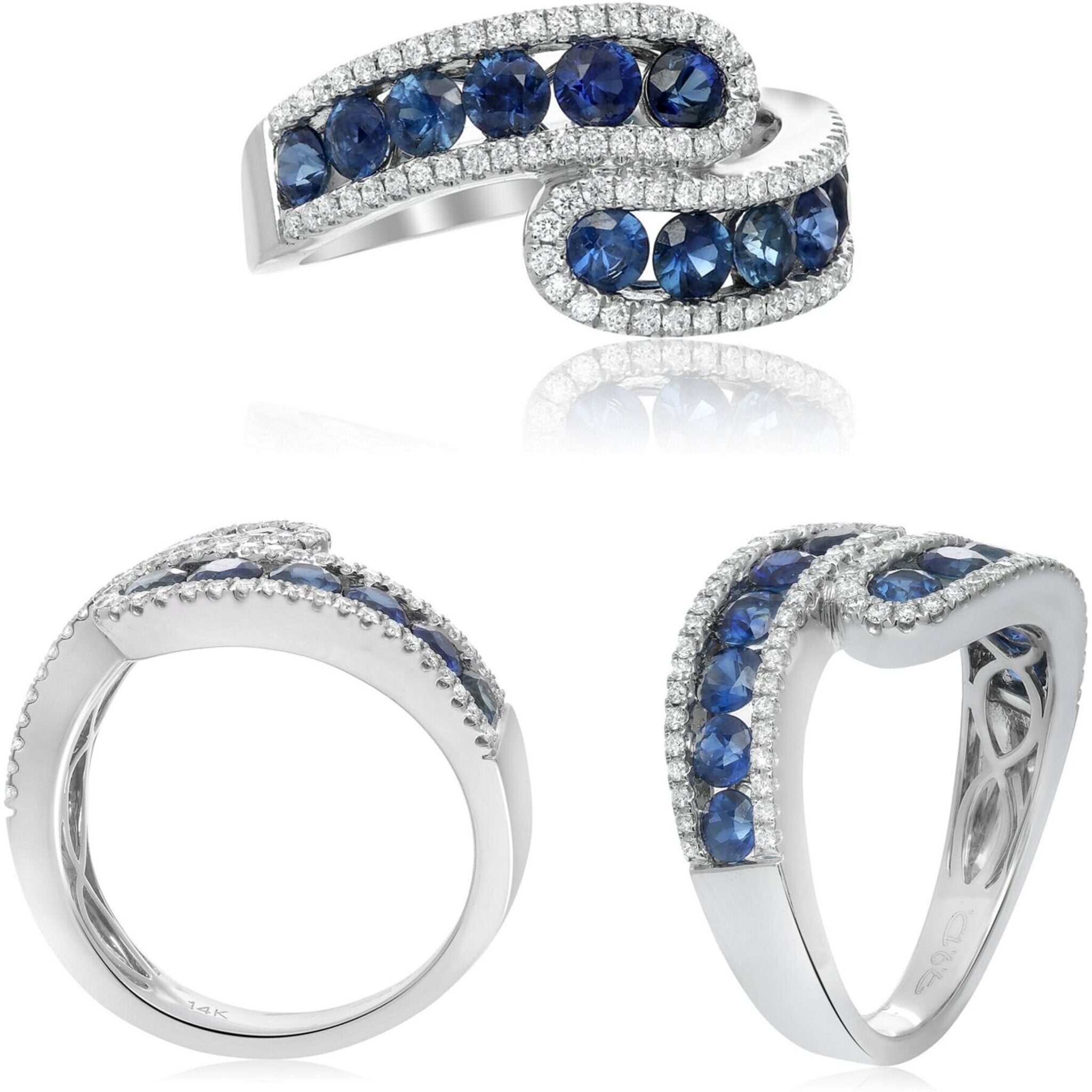 Roman & Jules 18K White Gold Sapphire & Diamond Pave Ring Collection