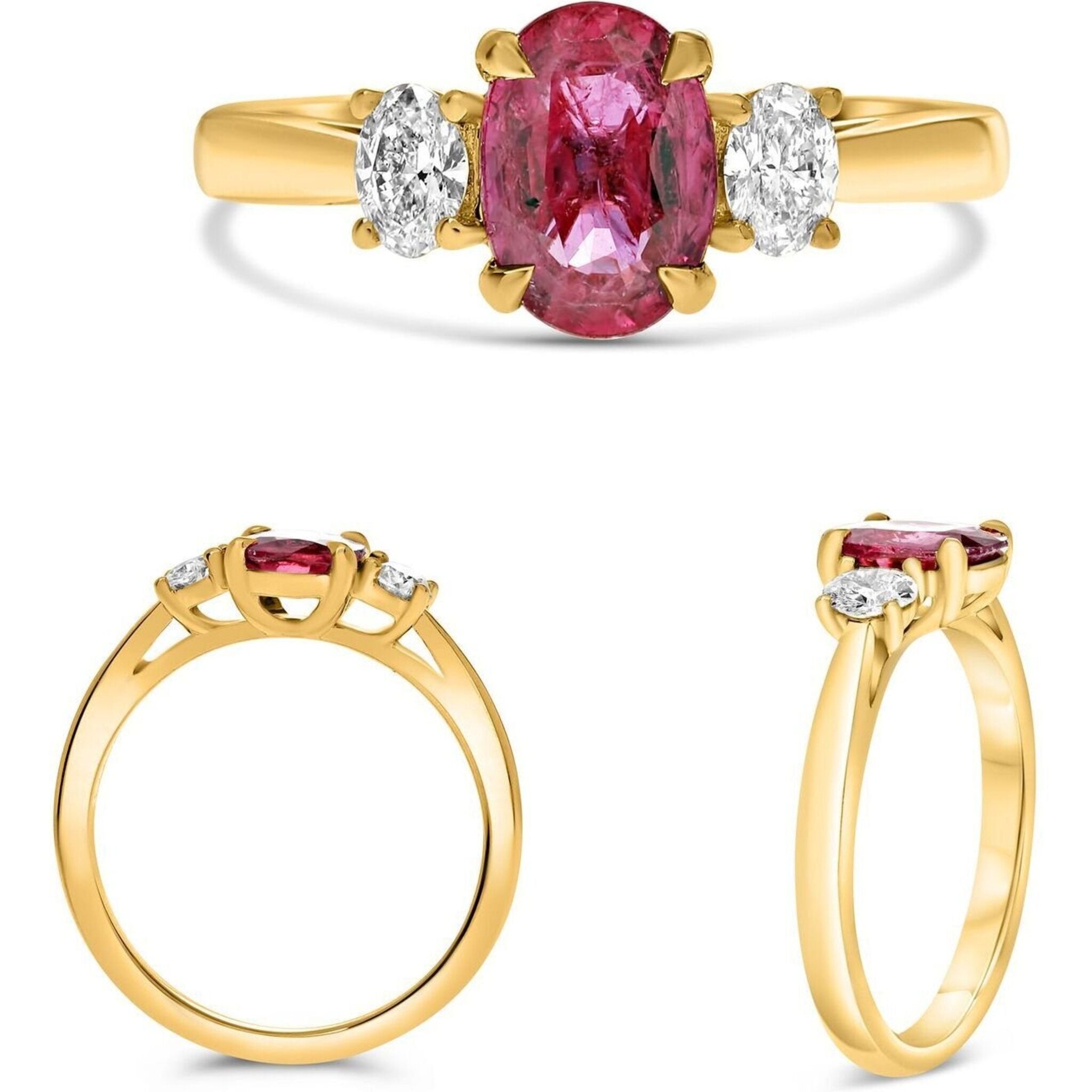 Roman & Jules 18K Yellow Gold Oval Ruby Ring - 1.50 Carat Total Ruby Weight
