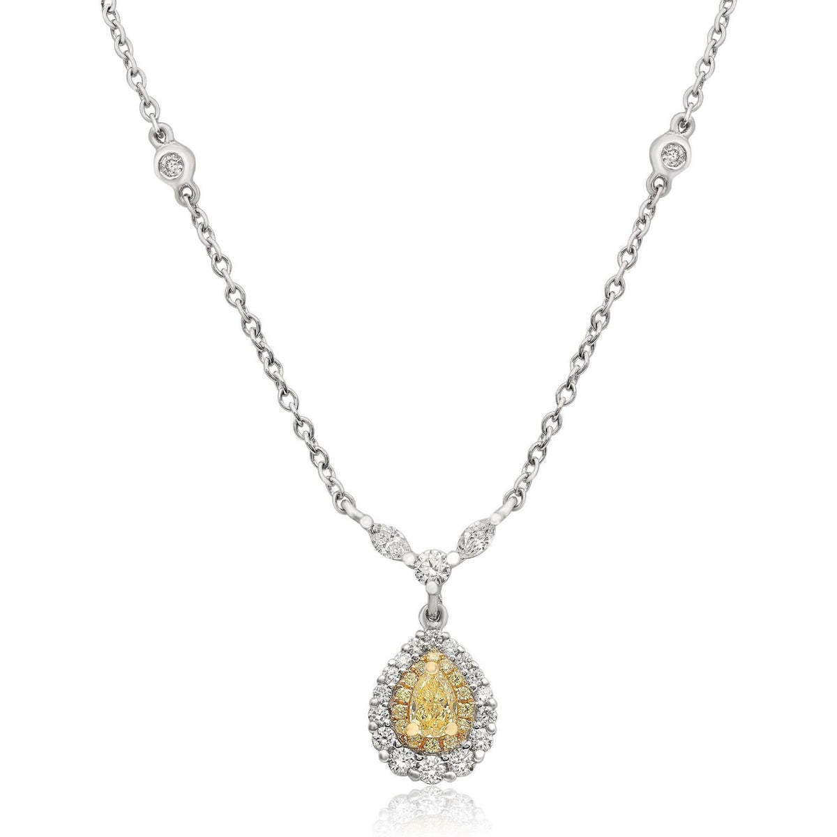 Roman & Jules 18K Yellow Gold Pear-Shaped Yellow Diamond Necklace
