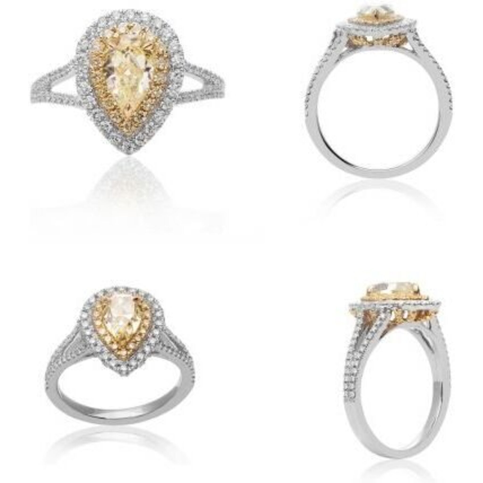 Roman & Jules 18K Yellow Gold Pear-Shaped Yellow Diamond Ring