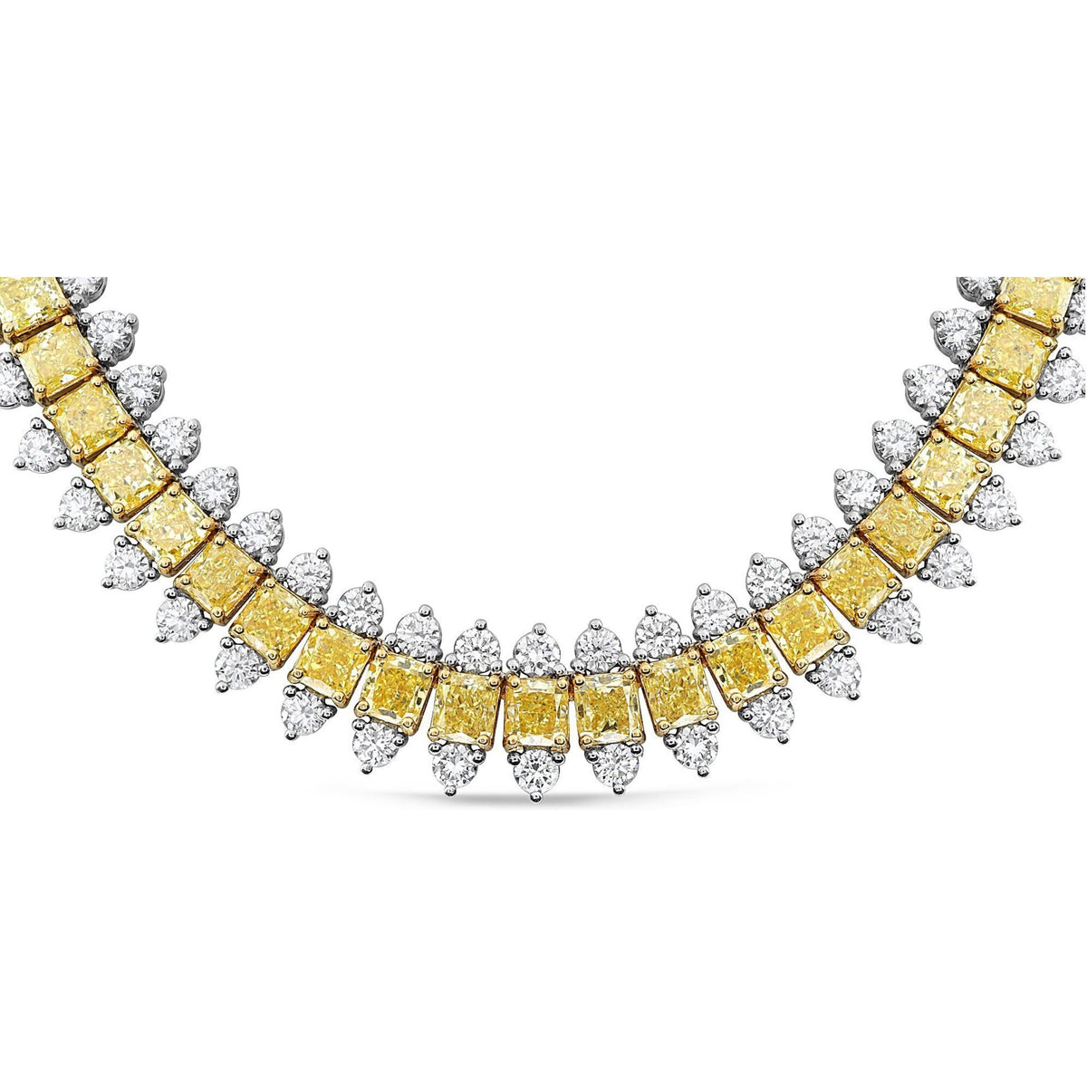 Roman & Jules 18K Yellow Gold Radiant Diamond Necklace - 34.97 Carat Total Diamond Weight