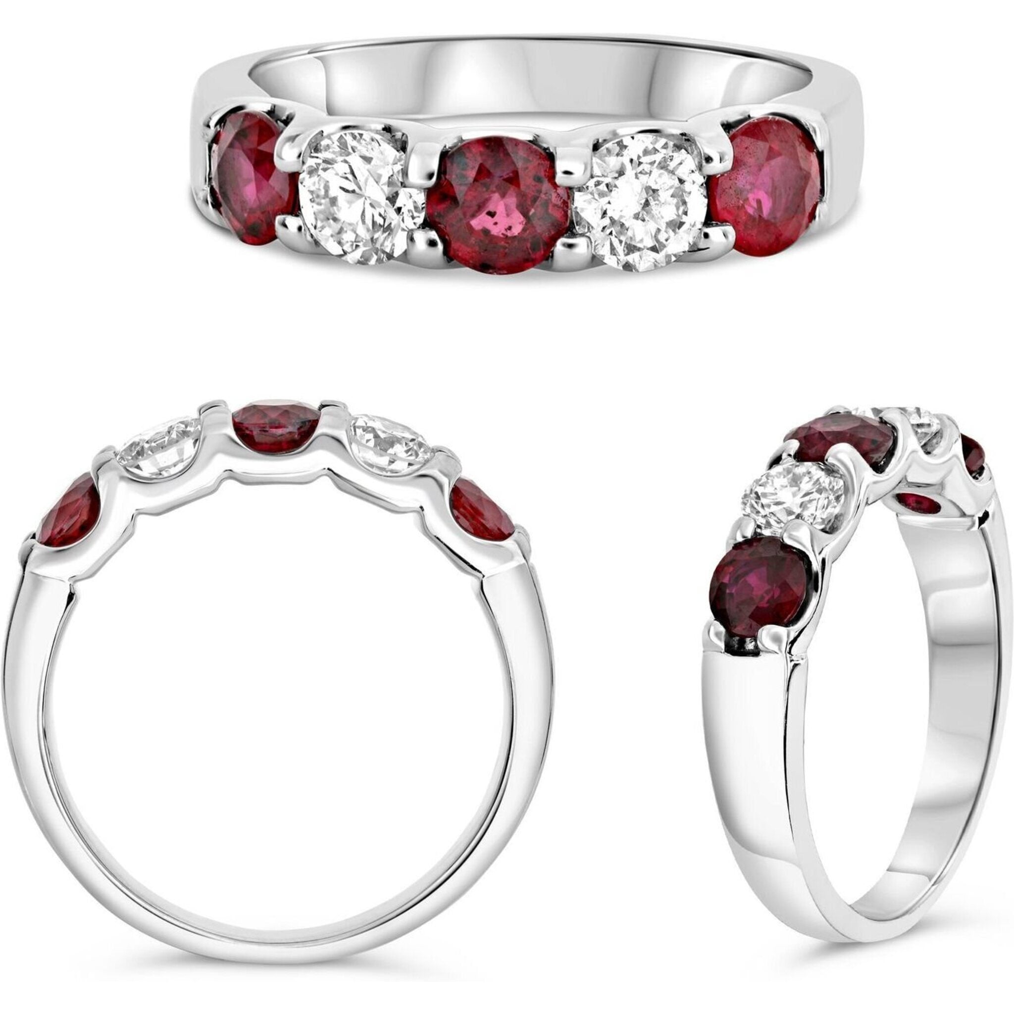 Roman & Jules 18K Yellow Gold Round Ruby Ring with Diamond Halo - 0.58 Carat Ruby, 1.14 Carat Total Diamond Weight