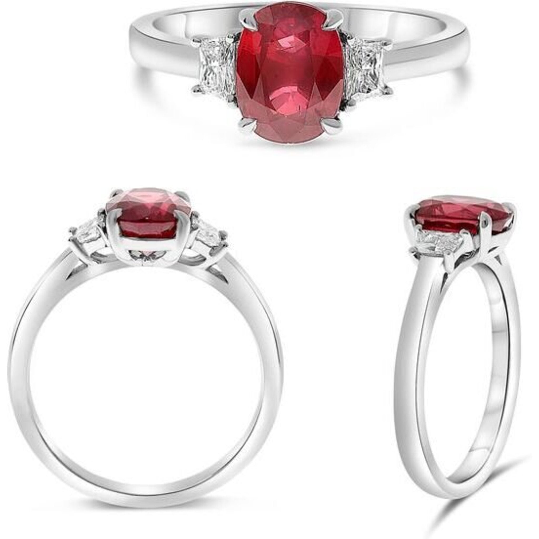 Roman & Jules 2+ Carat Ruby and Diamond Platinum Halo Ring
