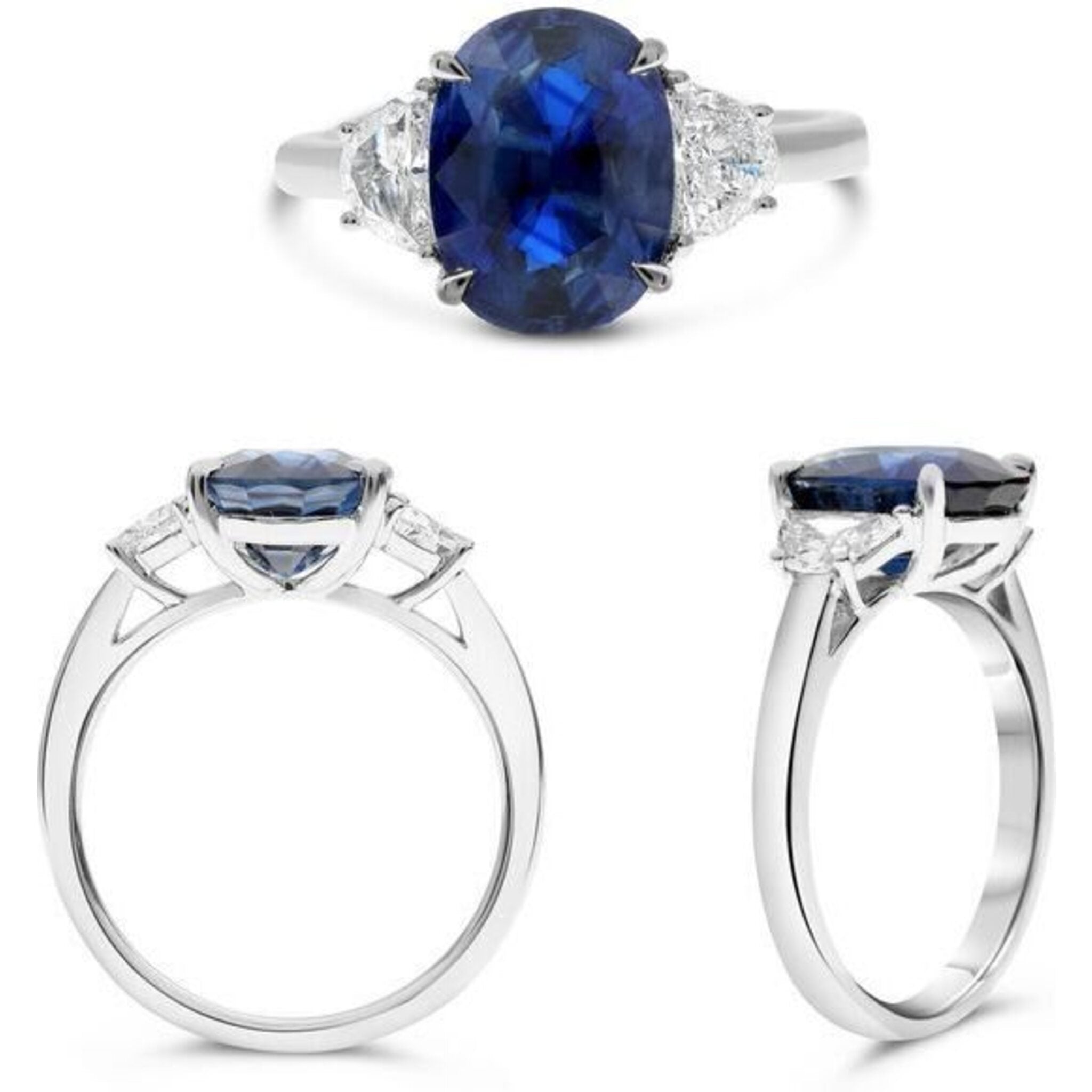 Roman & Jules Platinum Cushion Sapphire Ring with Diamond Halo - 0.68 Carat Sapphire Weight