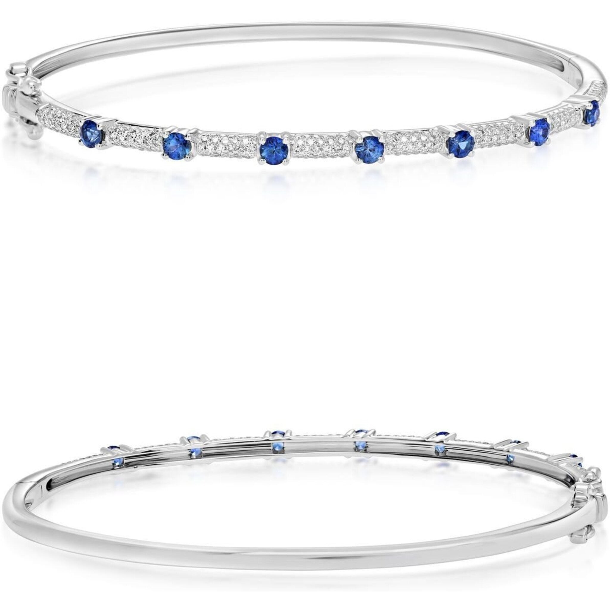 Roman & Jules Round Sapphire and Diamond Bangle - 0.51 Carat Diamond, 0.76 Carat Sapphire