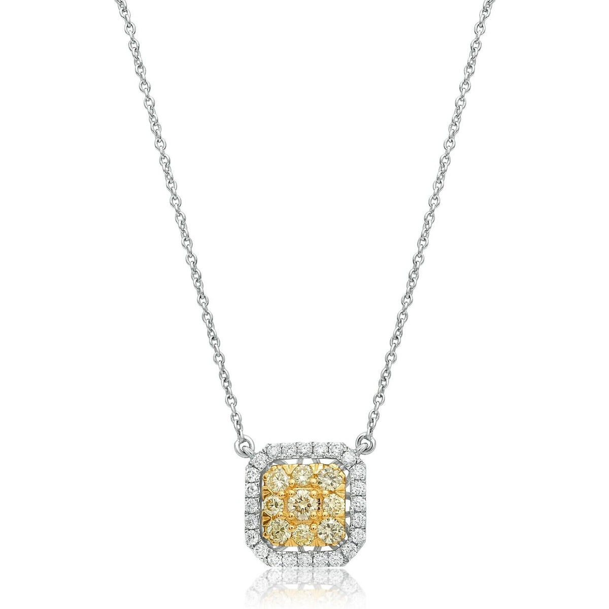 Roman & Jules Two Tone 18K Gold Diamond Cluster Necklace - 0.69 Carat Total Diamond Weight