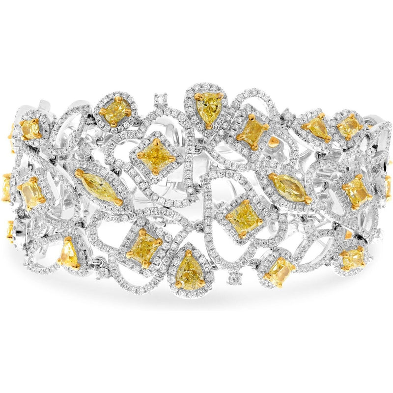 Roman & Jules Two-Tone Elegance 18k Diamond Bracelet - 14.53 Carat Fancy Light Yellow & 8.98 Carat White Diamonds