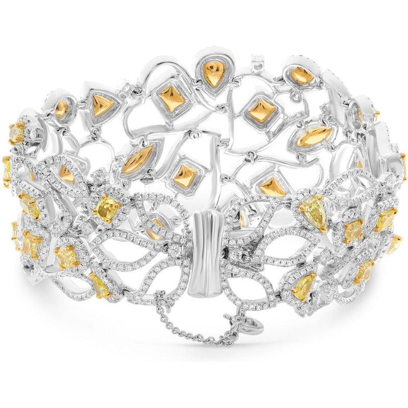 Roman & Jules Two-Tone Elegance 18k Diamond Bracelet - 14.53 Carat Fancy Light Yellow & 8.98 Carat White Diamonds