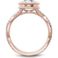 Rose Gold Bezel Milgrain Pavé Twist Engagement Ring with Round Cut Diamonds by Noam Carver<em> - Choose Your Center Diamond: 1 to 5 Carats, Sustainable Lab-Grown or Natural Earth-Mined</em>