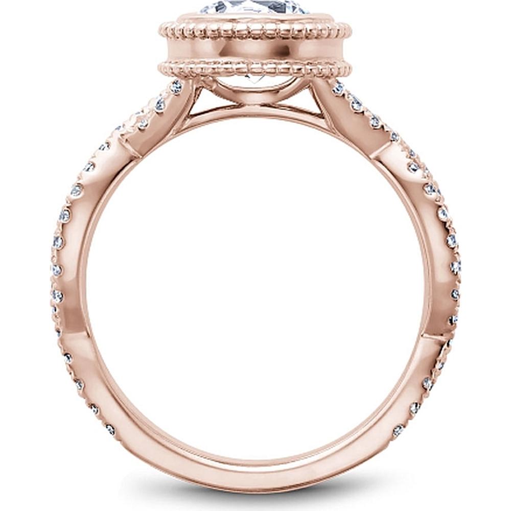 Rose Gold Bezel Milgrain Pavé Twist Engagement Ring with Round Cut Diamonds by Noam Carver<em> - Choose Your Center Diamond: 1 to 5 Carats, Sustainable Lab-Grown or Natural Earth-Mined</em>