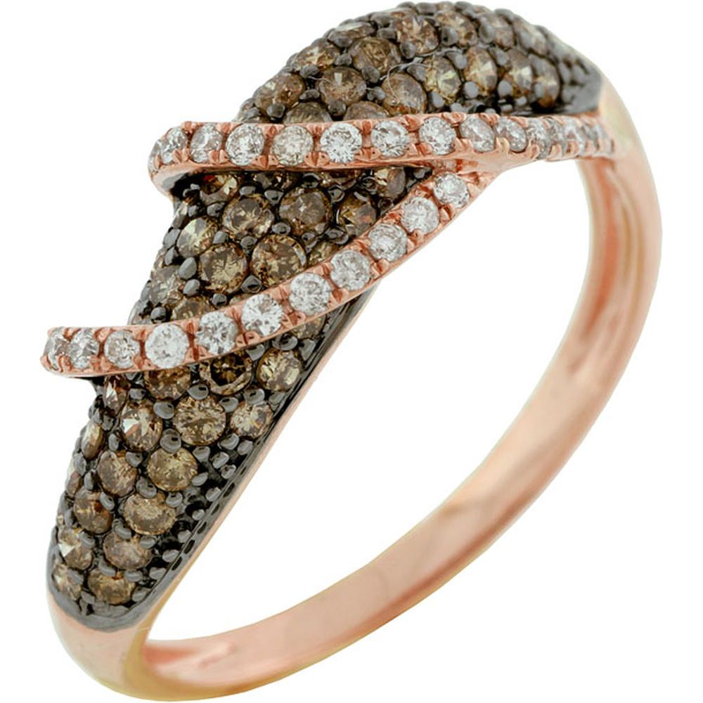Rose Gold Diamond & Mocha Diamond Ring - 14K Royal Elegance