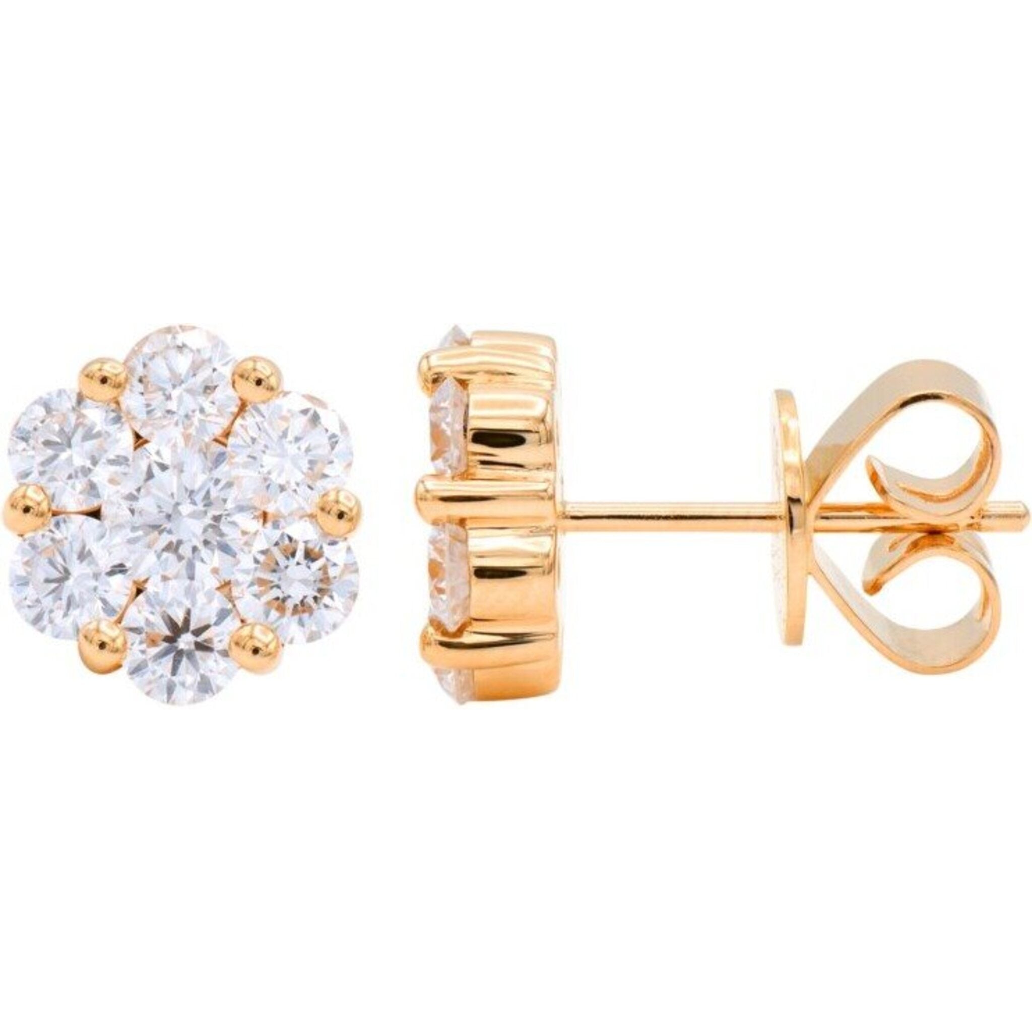 Rose gold diamond cluster earrings Clearance