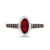 Rose Gold Marquise Brown and White Diamond Ring - 1/4 Carat Total Gemstone Weight