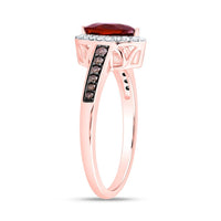 Rose Gold Marquise Brown and White Diamond Ring - 1/4 Carat Total Gemstone Weight