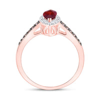 Rose Gold Marquise Brown and White Diamond Ring - 1/4 Carat Total Gemstone Weight