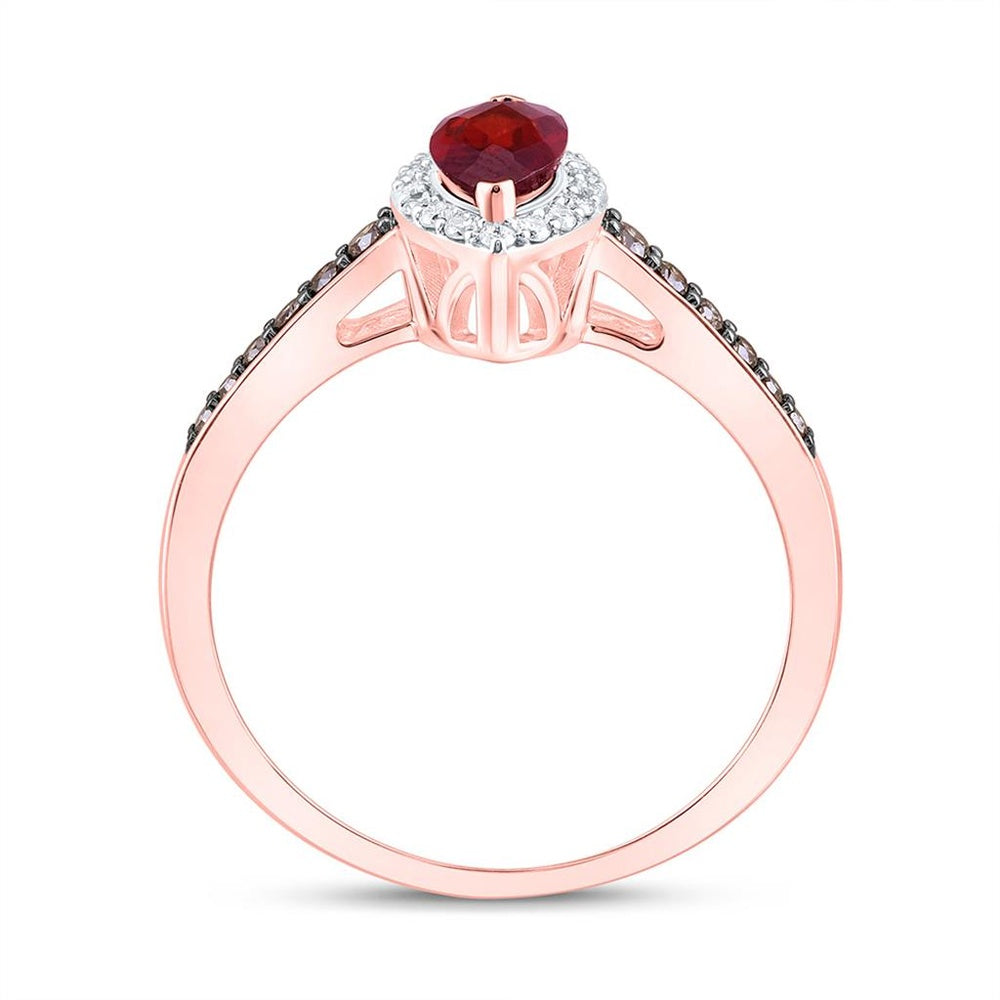 Rose Gold Marquise Brown and White Diamond Ring - 1/4 Carat Total Gemstone Weight