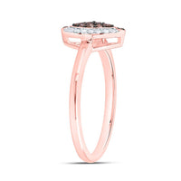 Rose Gold Marquise Brown and White Diamond Ring - 1/5 Carat Total Diamond Weight