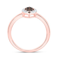 Rose Gold Marquise Brown and White Diamond Ring - 1/5 Carat Total Diamond Weight
