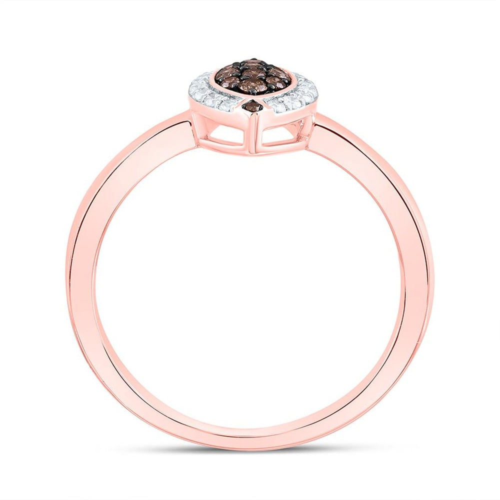 Rose Gold Marquise Brown and White Diamond Ring - 1/5 Carat Total Diamond Weight