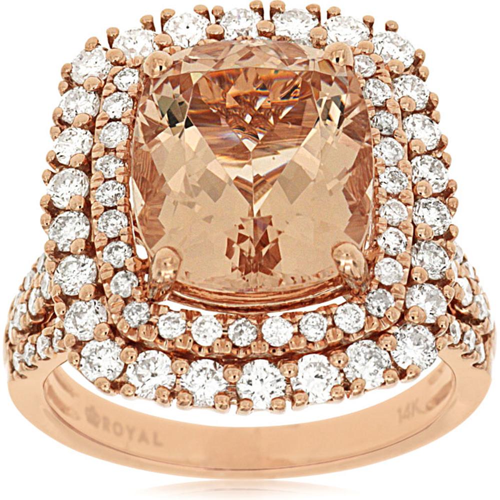 Rose Gold Morganite & Diamond Ring - Exquisite 14K Feminine Jewelry