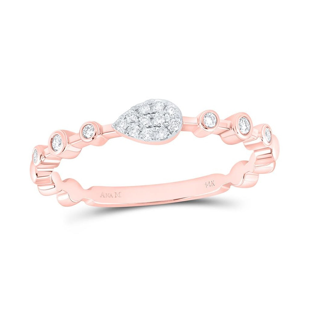 Rose Gold Pear Diamond Ring - 1/8 Carat Total Diamond Weight
