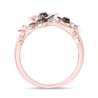 Rose Gold Round Brown and White Diamond Ring - 1/3 Carat Total Diamond Weight