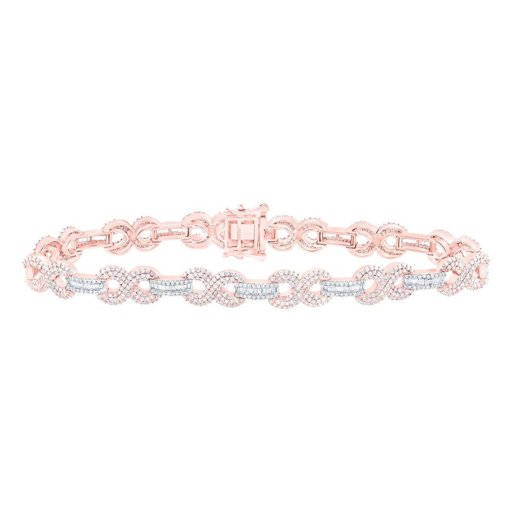 Rose Gold Round Diamond 8-Inch Bracelet - 4 3/8 Carat Total Diamond Weight