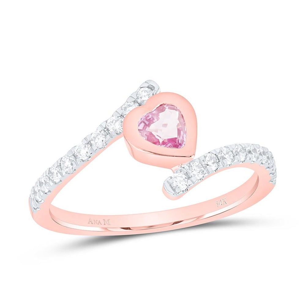 Rose Gold Sapphire and Diamond Heart Ring - 1/3 Carat Total Gemstone Weight