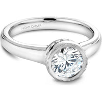 Round Brilliant Cut Diamond Engagement Ring with Bezel and Micro-Pav&eacute; Halo in White Gold by Noam Carver<em> - Choose Your Center Diamond: 1 to 5 Carats, Sustainable Lab-Grown or Natural Earth-Mined</em>