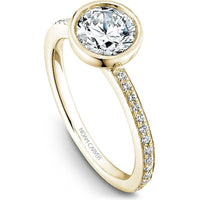 Round Brilliant Cut Diamond Engagement Ring with Bezel Setting and Pavé Band in Yellow Gold by Noam Carver<em> - Choose Your Center Diamond: 1 to 5 Carats, Sustainable Lab-Grown or Natural Earth-Mined</em>