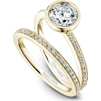 Round Brilliant Cut Diamond Engagement Ring with Bezel Setting and Pavé Band in Yellow Gold by Noam Carver<em> - Choose Your Center Diamond: 1 to 5 Carats, Sustainable Lab-Grown or Natural Earth-Mined</em>