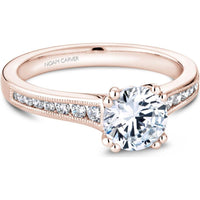 Round Brilliant-Cut Diamond Engagement Ring with Channel-Set Diamonds and Milgrain Detail in Rose Gold by Noam Carver<em> - Choose Your Center Diamond: 1 to 5 Carats, Sustainable Lab-Grown or Natural Earth-Mined</em>