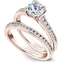 Round Brilliant-Cut Diamond Engagement Ring with Channel-Set Diamonds and Milgrain Detail in Rose Gold by Noam Carver<em> - Choose Your Center Diamond: 1 to 5 Carats, Sustainable Lab-Grown or Natural Earth-Mined</em>