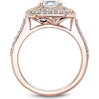 Round Brilliant-Cut Diamond Engagement Ring with Double Halo and Octagonal Design in Rose Gold by Noam Carver<em> - Choose Your Center Diamond: 1 to 5 Carats, Sustainable Lab-Grown or Natural Earth-Mined</em>