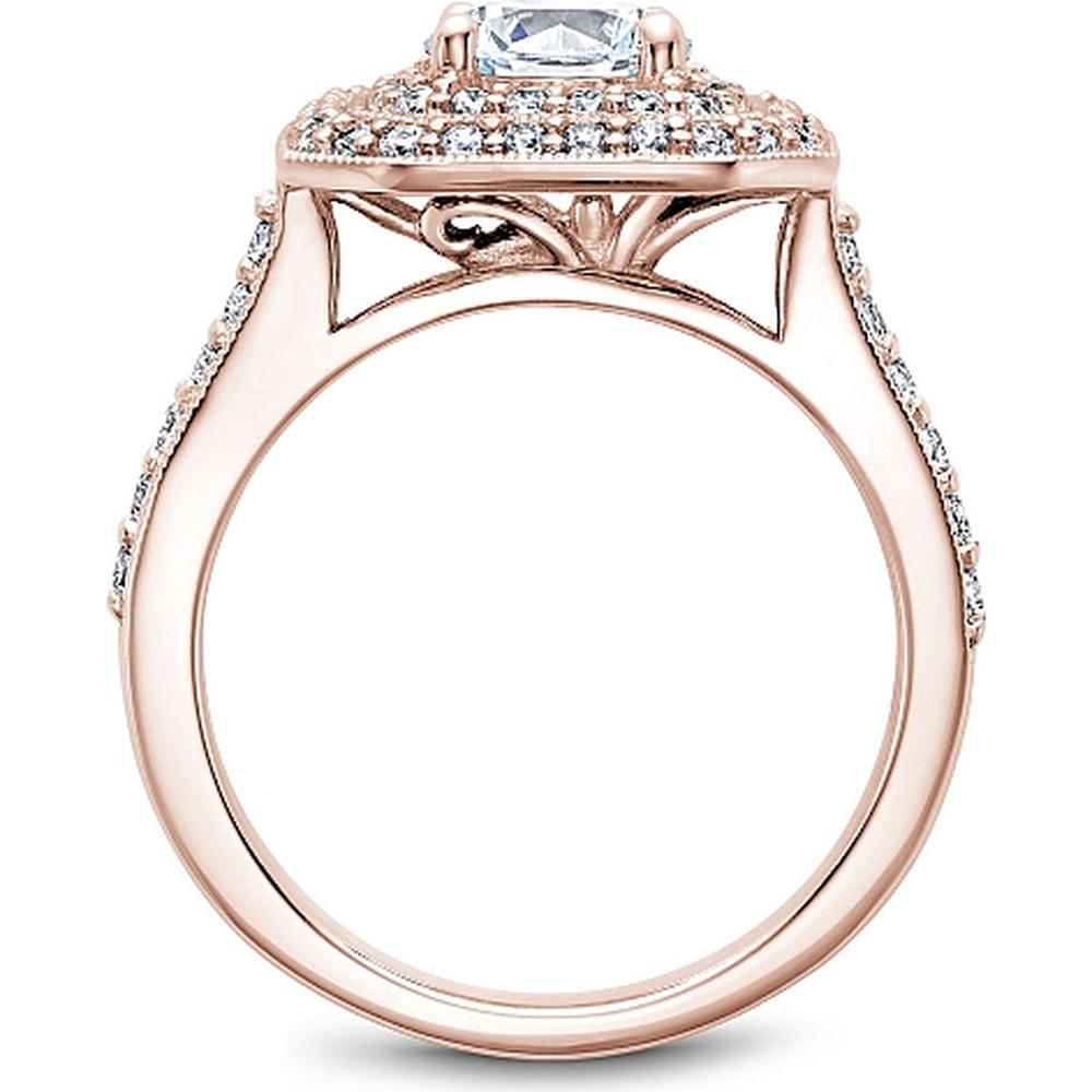 Round Brilliant-Cut Diamond Engagement Ring with Double Halo and Octagonal Design in Rose Gold by Noam Carver<em> - Choose Your Center Diamond: 1 to 5 Carats, Sustainable Lab-Grown or Natural Earth-Mined</em>
