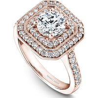 Round Brilliant-Cut Diamond Engagement Ring with Double Halo and Octagonal Design in Rose Gold by Noam Carver<em> - Choose Your Center Diamond: 1 to 5 Carats, Sustainable Lab-Grown or Natural Earth-Mined</em>