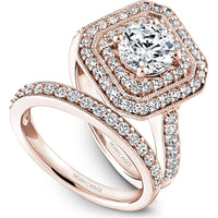 Round Brilliant-Cut Diamond Engagement Ring with Double Halo and Octagonal Design in Rose Gold by Noam Carver<em> - Choose Your Center Diamond: 1 to 5 Carats, Sustainable Lab-Grown or Natural Earth-Mined</em>
