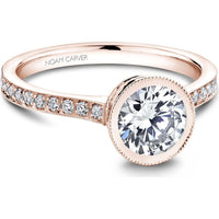 Round Brilliant Cut Diamond Engagement Ring with Halo and Micro-Pav&eacute; Band in Rose Gold by Noam Carver<em> - Choose Your Center Diamond: 1 to 5 Carats, Sustainable Lab-Grown or Natural Earth-Mined</em>