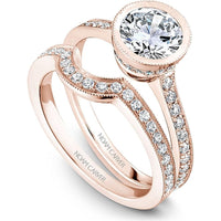 Round Brilliant Cut Diamond Engagement Ring with Halo and Micro-Pav&eacute; Band in Rose Gold by Noam Carver<em> - Choose Your Center Diamond: 1 to 5 Carats, Sustainable Lab-Grown or Natural Earth-Mined</em>