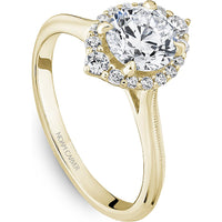 Round Brilliant-Cut Diamond Engagement Ring with Milgrain Marquise Halo in Yellow Gold by Noam Carver<em> - Choose Your Center Diamond: 1 to 5 Carats, Sustainable Lab-Grown or Natural Earth-Mined</em>
