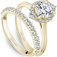 Round Brilliant-Cut Diamond Engagement Ring with Milgrain Marquise Halo in Yellow Gold by Noam Carver<em> - Choose Your Center Diamond: 1 to 5 Carats, Sustainable Lab-Grown or Natural Earth-Mined</em>
