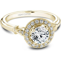 Round Brilliant Cut Diamond Engagement Ring with Pavé Shoulders in Yellow Gold by Noam Carver<em> - Choose Your Center Diamond: 1 to 5 Carats, Sustainable Lab-Grown or Natural Earth-Mined</em>