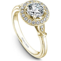 Round Brilliant Cut Diamond Engagement Ring with Pavé Shoulders in Yellow Gold by Noam Carver<em> - Choose Your Center Diamond: 1 to 5 Carats, Sustainable Lab-Grown or Natural Earth-Mined</em>