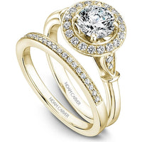 Round Brilliant Cut Diamond Engagement Ring with Pavé Shoulders in Yellow Gold by Noam Carver<em> - Choose Your Center Diamond: 1 to 5 Carats, Sustainable Lab-Grown or Natural Earth-Mined</em>