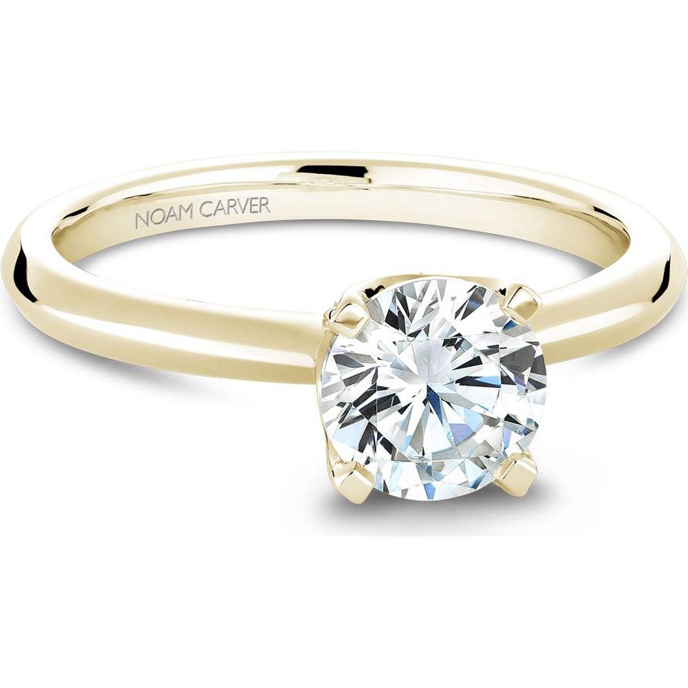 Round Brilliant Cut Diamond Solitaire Engagement Ring with Micro-Pav&eacute; Details in Yellow Gold by Noam Carver<em> - Choose Your Center Diamond: 1 to 5 Carats, Sustainable Lab-Grown or Natural Earth-Mined</em>