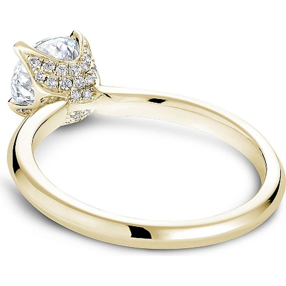 Round Brilliant Cut Diamond Solitaire Engagement Ring with Micro-Pav&eacute; Details in Yellow Gold by Noam Carver<em> - Choose Your Center Diamond: 1 to 5 Carats, Sustainable Lab-Grown or Natural Earth-Mined</em>